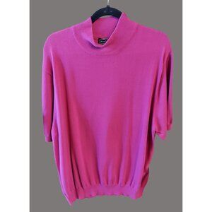 Paul Fredrick Mens 3XL Pink Short Sleeve Mock Neck Sweater G01 E